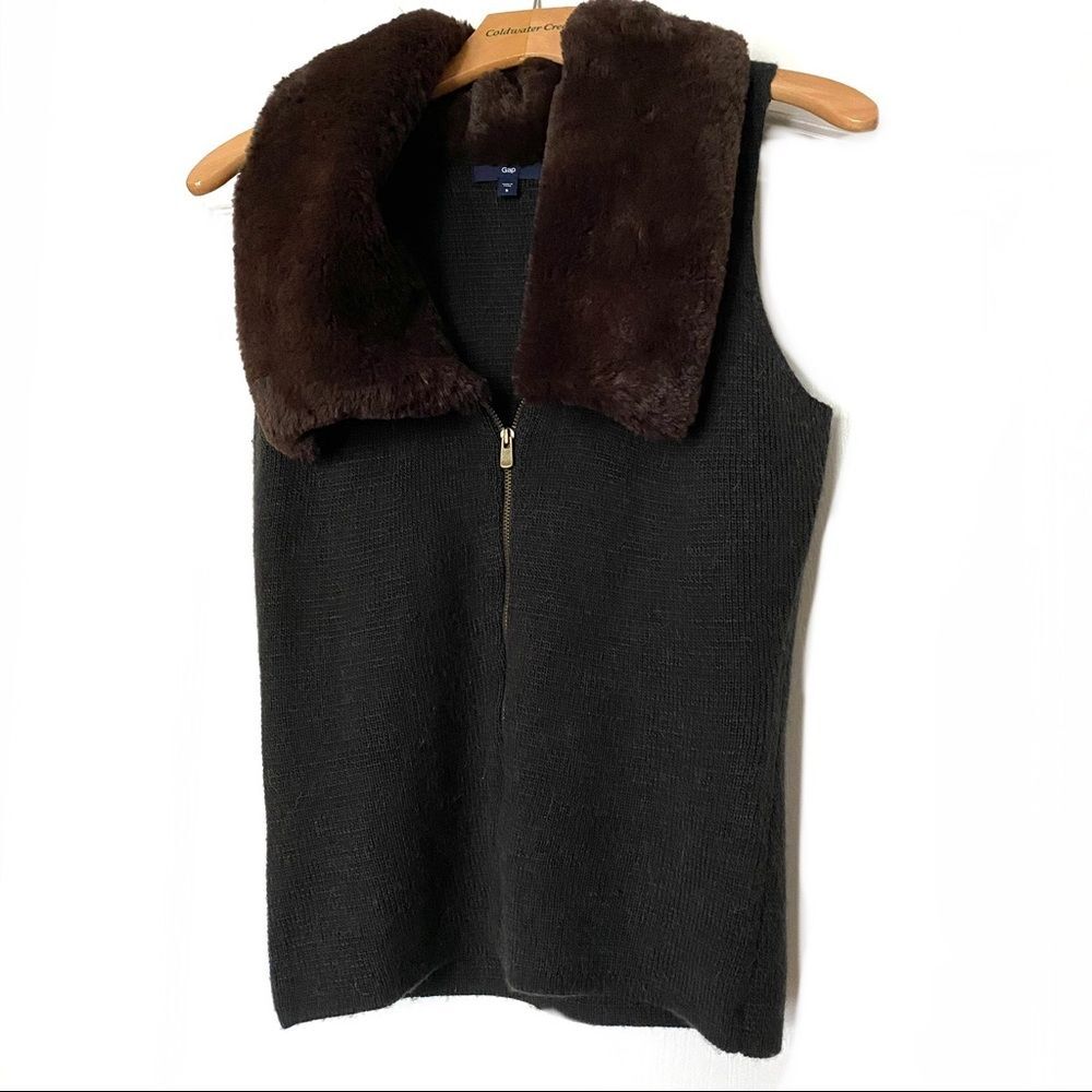 Gap Gray Wool Merino Vest S Faux Fur Sweater Rustic Lodge $3 for $30 Bundle